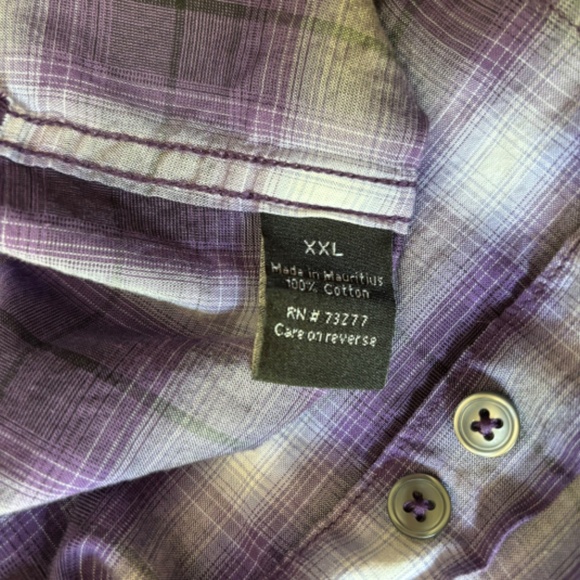 Apt 9 Men’s Short Sleeved Dark Purple Plaid Causal Button Down XXL Shirt - Picture 4 of 5